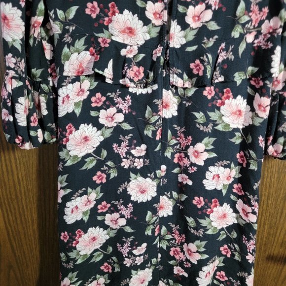 American Eagle Boho Chic Black Floral Dress Size Small Missing Back Loop - Picture 5 of 13
